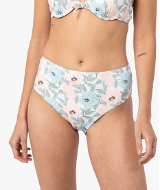 GEMO Bas de maillot de bain femme à motifs fleuris taille haute Imprimé