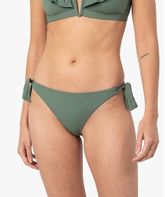 GEMO Bas de maillot de bain femme uni forme tanga Vert