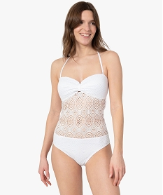 maillot de bain femme une piece en maille ajouree blanc maillots de bain 1 pieceG071401_1