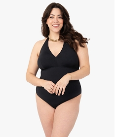 maillot de bain femme grande taille 1 piece a nouer dans le cou noirG071701_1