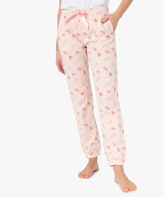 pantalon de pyjama femme avec bas resserres rose bas de pyjamaG071901_1