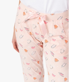pantalon de pyjama femme avec bas resserres rose bas de pyjamaG071901_2