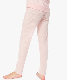 pantalon de pyjama femme en maille cotelee roseG072101_3