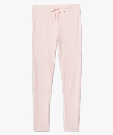 pantalon de pyjama femme en maille cotelee roseG072101_4