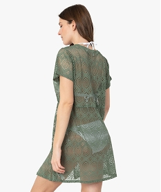 robe de plage femme en maille ajouree vert vetements de plageG072901_3