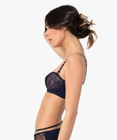 GEMO Soutien-gorge bandeau en dentelle avec bretelles amovibles Bleu