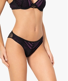 tanga femme bicolore en dentelle violetG075201_1