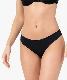 GEMO Tanga sans coutures en microfibre et dentelle femme (lot de 2) noir vif