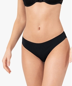 GEMO Tanga sans coutures en microfibre et dentelle femme (lot de 2) Noir