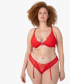 tanga femme grande taille en dentelle avec porte-jarretelles amovibles rougeG075801_3