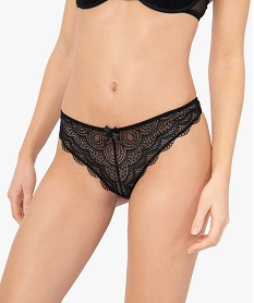 GEMO String en dentelle et tulle femme (lot de 2) noir vif
