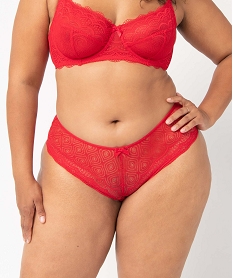 shorty en dentelle et tulle femme grande taille rouge shortiesG078601_1