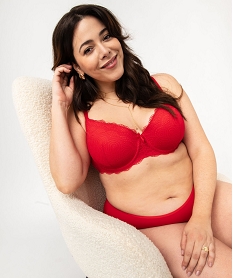 GEMO Soutien-gorge grande taille à armatures et coques fines Rouge