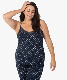 GEMO Débardeur femme grande taille en maille fluide et dentelle bleu vif