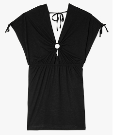 robe de plage femme a double decollete en v noir vetements de plageG088201_4