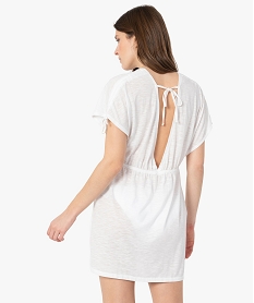 robe de plage femme a double decollete en v blancG088401_3
