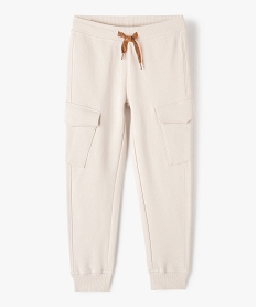 GEMO Pantalon de sport garçon en maille bouclette et look cargo Beige