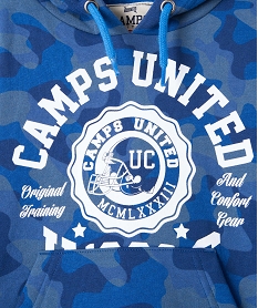 sweat garcon molletonne a capuche imprime camo - camps united bleu sweatsG091001_2