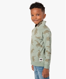 GEMO Sweat garçon motif dinosaure et col châle Vert