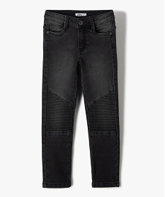 jean garcon coupe skinny avec empiecement aux genoux noirG093001_1