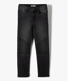 GEMO Jean garçon coupe skinny avec empiècement aux genoux Noir