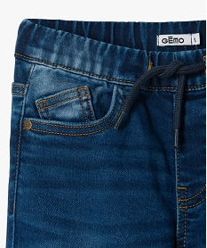 pantalon garcon en denim avec ceinture et bas elastiques bleuG093401_3