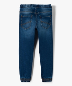 pantalon garcon en denim avec ceinture et bas elastiques bleuG093401_4