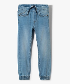 GEMO Pantalon garçon en denim avec ceinture et bas élastiqués Bleu