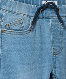 pantalon garcon en denim avec ceinture et bas elastiques bleuG093501_2