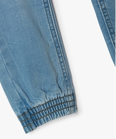pantalon garcon en denim avec ceinture et bas elastiques bleuG093501_3