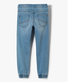 pantalon garcon en denim avec ceinture et bas elastiques bleuG093501_4