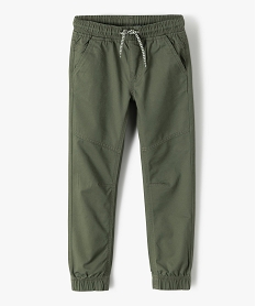 GEMO Pantalon garçon en toile avec taille et chevilles élastiquées kaki standard