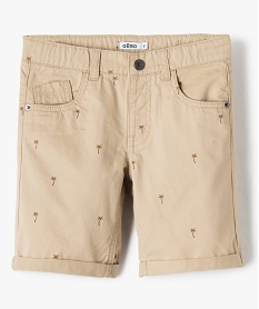 GEMO Bermuda en coton twill imprimé à revers garçon Beige