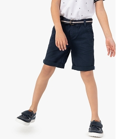 bermuda garcon en twill avec ceinture rayee bleu shorts bermudas et pantacourtsG096901_1