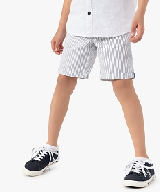 bermuda garcon raye en coton blanc shorts bermudas et pantacourtsG097301_1