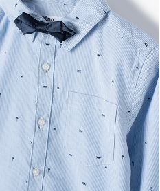 chemise garcon a manches longues fines rayures et noud papillon bleuG098201_3