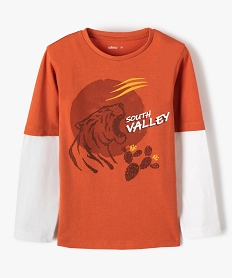 tee-shirt garcon a manches longues effet 2-en-1 orange tee-shirtsG102501_1