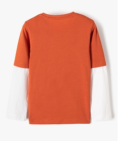 tee-shirt garcon a manches longues effet 2-en-1 orangeG102501_3