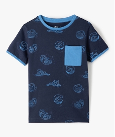 tee-shirt garcon imprime avec poche poitrine bleu tee-shirtsG103001_1