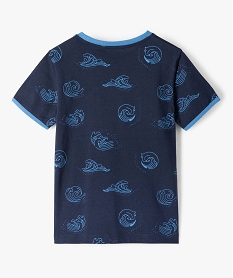 tee-shirt garcon imprime avec poche poitrine bleuG103001_3