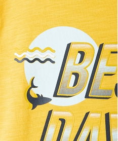 tee-shirt garcon a manches courtes et motif requin jauneG103201_2