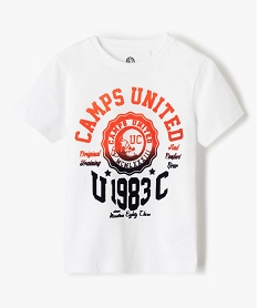 GEMO Tee-shirt garçon imprimé velours - Camps United Blanc