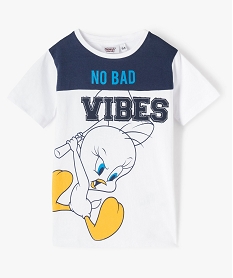 GEMO Tee-shirt garçon à manches courtes imprimé Titi – Looney Tunes Blanc