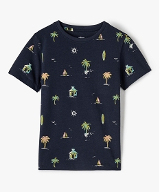 GEMO Tee-shirt garçon imprimé océan à manches courtes noir chine
