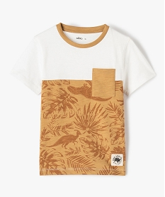 GEMO Tee-shirt garçon bicolore unimotif Beige