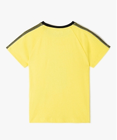 tee-shirt garcon a manches courtes avec detail en maille resille jauneG107101_3