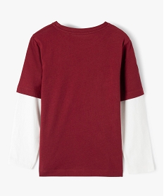 tee-shirt garcon manches longues effet 2 en 1 a motif rougeG107801_3