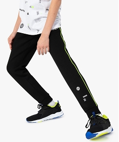 GEMO Pantalon de sport garçon en maille extensible à détails fluo Noir