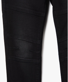jean garcon slim extensible a taille elastiquee et jeu de surpiqures noirG111601_3
