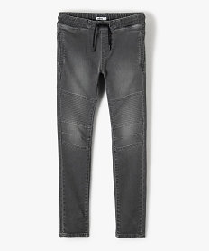 jean garcon slim extensible a taille elastiquee et jeu de surpiqures gris jeansG111701_2